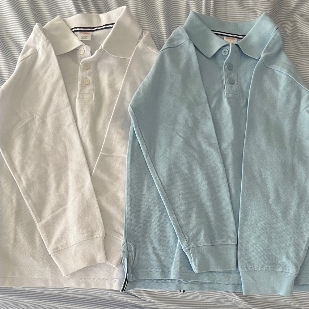 Gymboree Long-Sleeve Polo Shirt Duo - White & Light Blue
